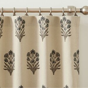 Pottery barn 96” length. Elinor Floral Mughal Linen Cotton Blackout Curtain